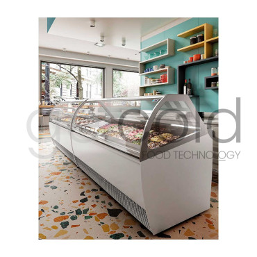 Vitrina profesional heladería NEW MILLENNIUM CRISTAL CURVO