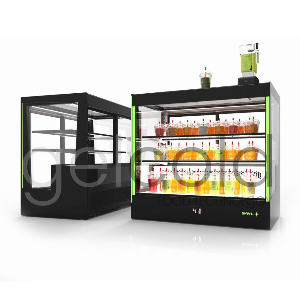 Vitrina expositora profesional refrigerada recta.