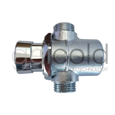 Pulsador cromado sistema no temporizado M-M de 1/2" para lavamanos.